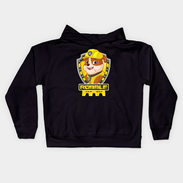 Kids Rubble Cute Cartoon Kids Hoodie by Exraeli Zabeth